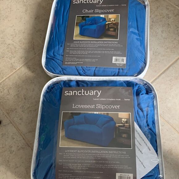 Chair slipcover in cobalt blue.  CHAIR COVER ONLY - Picture 5 of 8